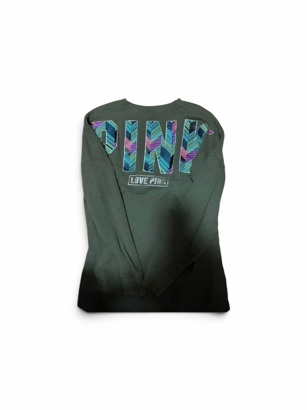 PINK Victoria's Secret By Victoria's Secret Olive Graphic Crewneck Sweatshirt